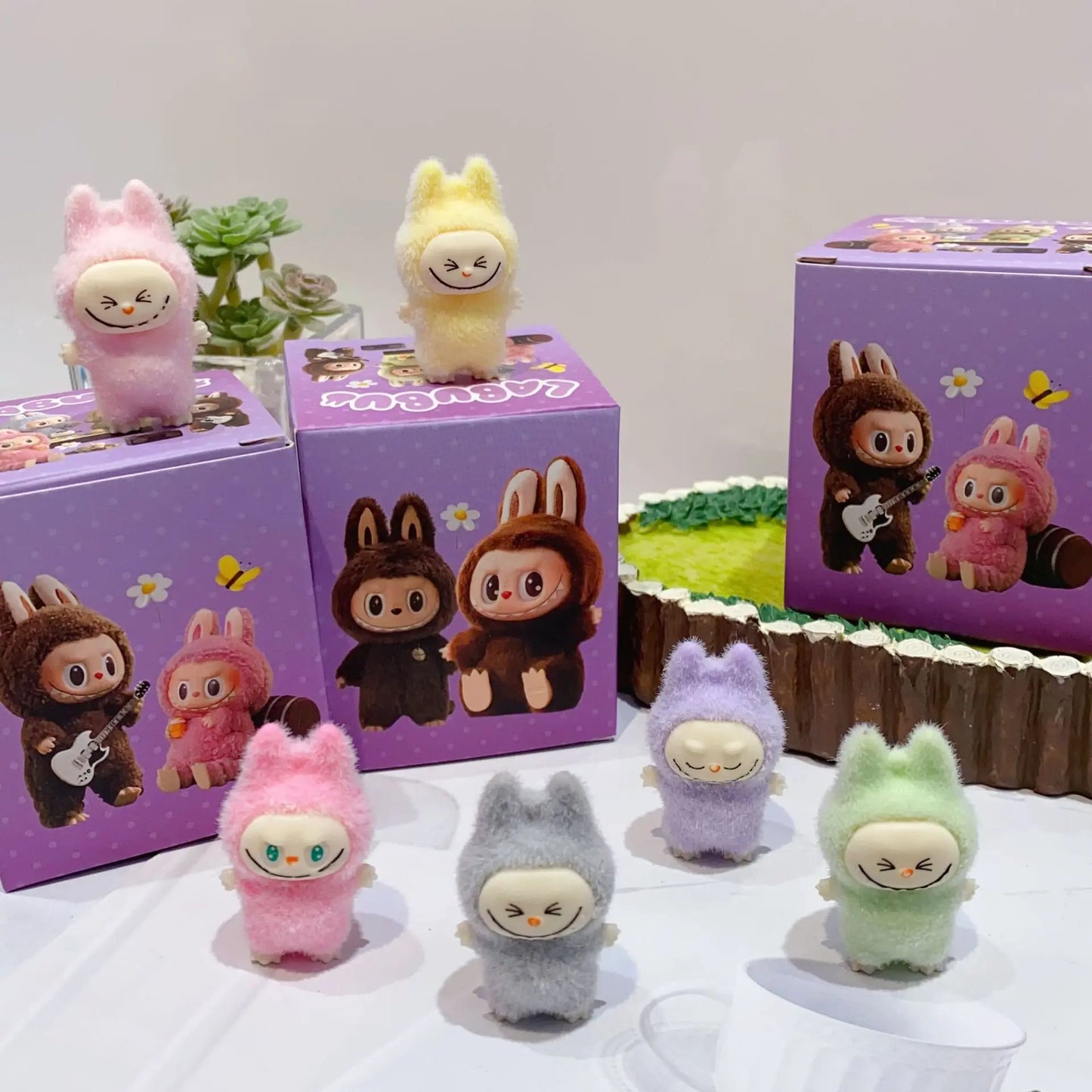 12pcs Mini Labubu V1 & V2 “Have A Sit” Figures – Cute Flocking Doll Collection & Decor Accessories