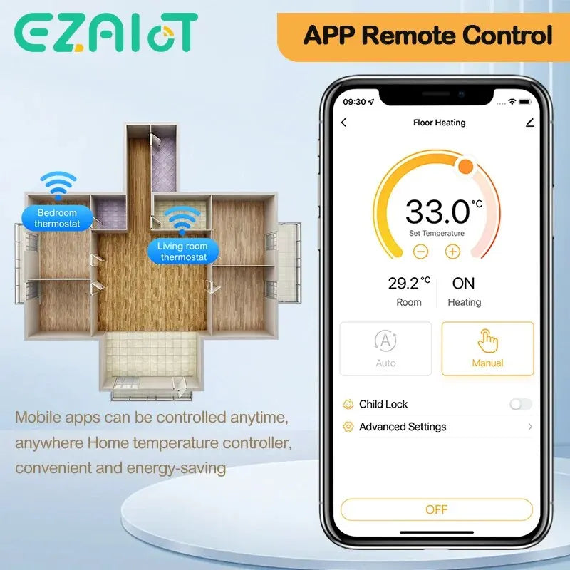 Tuya Smart WiFi Thermostat – Remote Controller for Water, Electric & Gas Floor Heating with Google Home & Alexa Compatibility