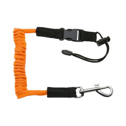 Elastic Kayak Paddle Leash — Adjustable Coiled Lanyard with Safety Hook for Fishing Rods