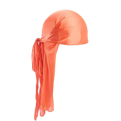 Unisex Silky Long Tail Durag Pirate Hat – Fashion Headwrap, Turban, Bandana, Cap for Women & Men, Hijab Hair Accessories