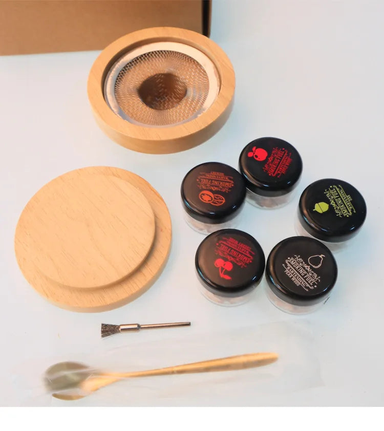 Cocktail Smoker Kit — Whiskey Wooden Smoker with Apple, Cherry, Oak & Pecan Wood Chips, Bar & Kitchen Drink Accessory
