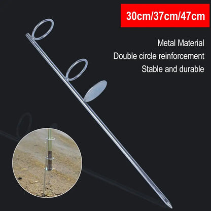 Stainless Steel Sea Rod Double Ring Bracket - Ground Insertion Fishing Rod Holder for Outdoor Fishing Gear Accessories