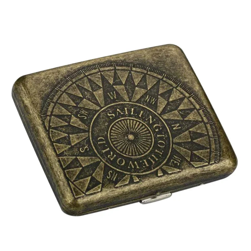Retro Cigarette Case - Portable 20-Capacity Metal Cigarette Storage Box & Smoking Accessory