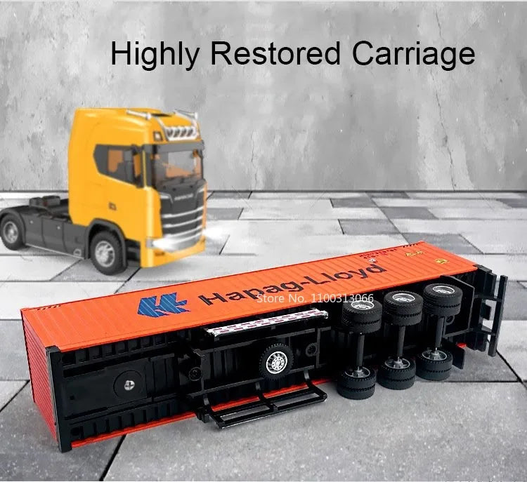 1:50 Diecast Transport Truck Model — Alloy Container Trailer with Doors, Light & Sound, Miniature Toy Gift for Kids