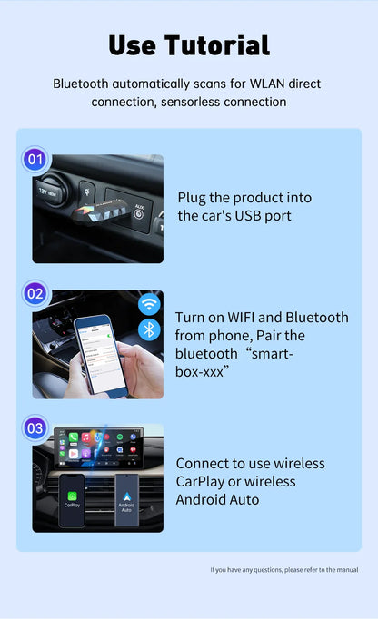 XUDA 2-in-1 Wireless CarPlay & Android Auto Mini Box — Plug & Play AI Adapter Compatible with 99% of Car Radios