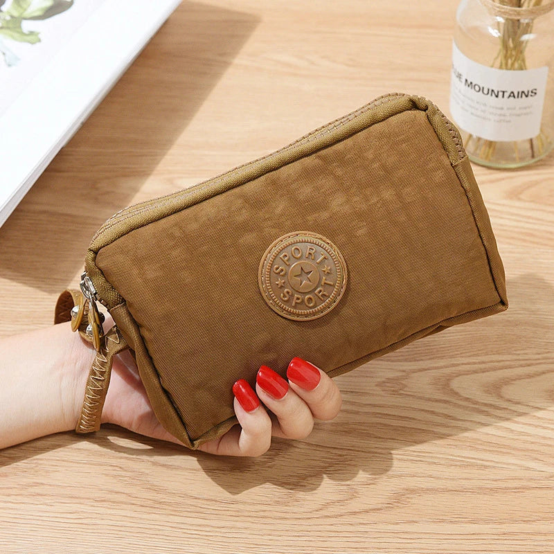 Large-Capacity Three-Zipper Wallet & Handbag – Retro Mobile Phone Bag & Portable Fashion Storage for Women & Students