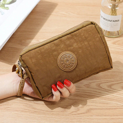 Large-Capacity Three-Zipper Wallet & Handbag – Retro Mobile Phone Bag & Portable Fashion Storage for Women & Students