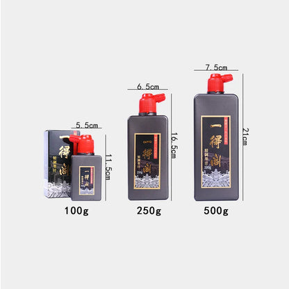 Yidege Professional Chinese Sumi Ink — Refined Black Liquid for Calligraphy & Brush Painting, 100g/250g/500g
