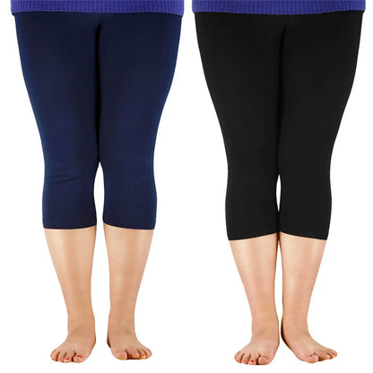 Women Bamboo Fiber Elastic Waist Leggings – Plus Size High Stretch Casual Workout Basic Pants Soft Comfortable Fitness Leggings