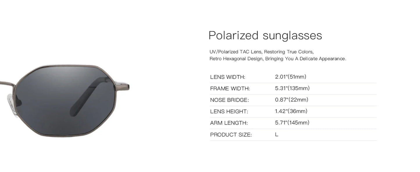 ZENOTTIC Retro Small Polygon Polarized Sunglasses — Metal UV400 Anti-Glare Shades for Men & Women, Driving & Outdoor Eyewear