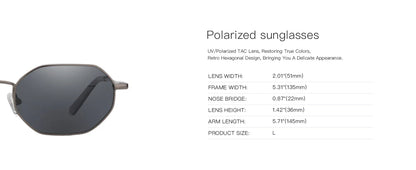 ZENOTTIC Retro Small Polygon Polarized Sunglasses — Metal UV400 Anti-Glare Shades for Men & Women, Driving & Outdoor Eyewear