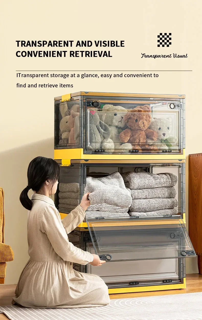 Foldable Transparent Storage Trunk – Large Capacity Plastic Organizer for Clothes and Home Wardrobe