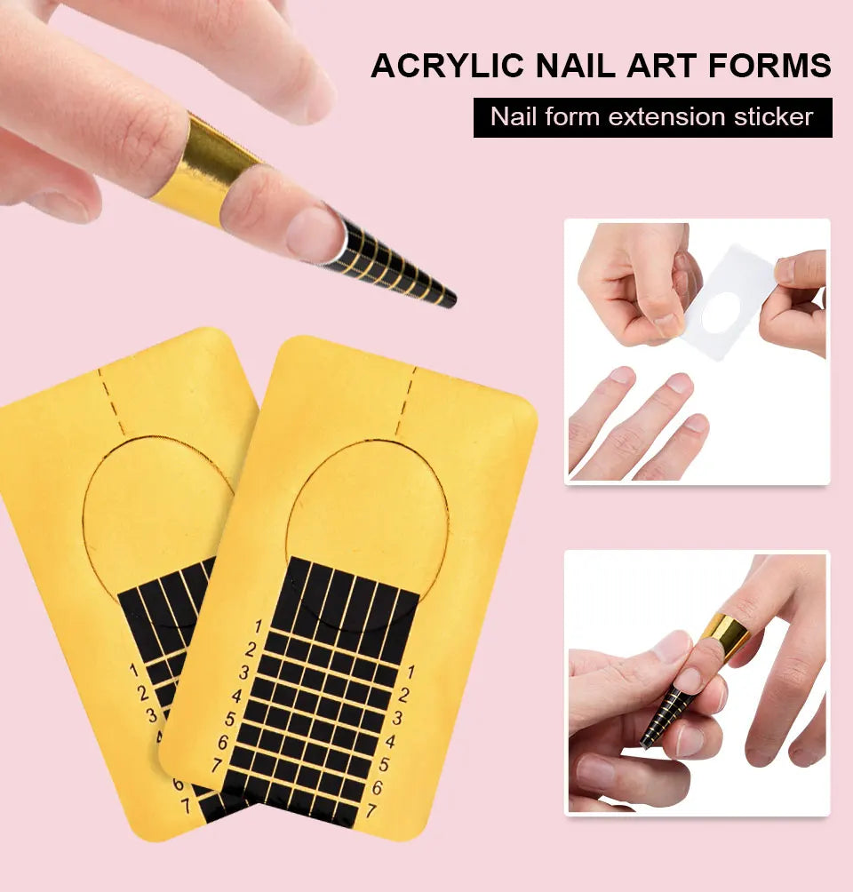 Nail Acrylic Powder and Liquid Monomer Kit – Crystal Nail Glitter, 3D Nail Tips, Carving Tools for Nail Art Decoration