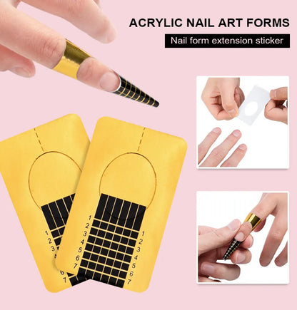 Nail Acrylic Powder and Liquid Monomer Kit – Crystal Nail Glitter, 3D Nail Tips, Carving Tools for Nail Art Decoration