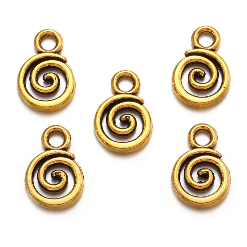 40pcs Swirl Alloy Charms - 6-Color Metal Pendants for DIY Handmade Jewelry Making & Accessories