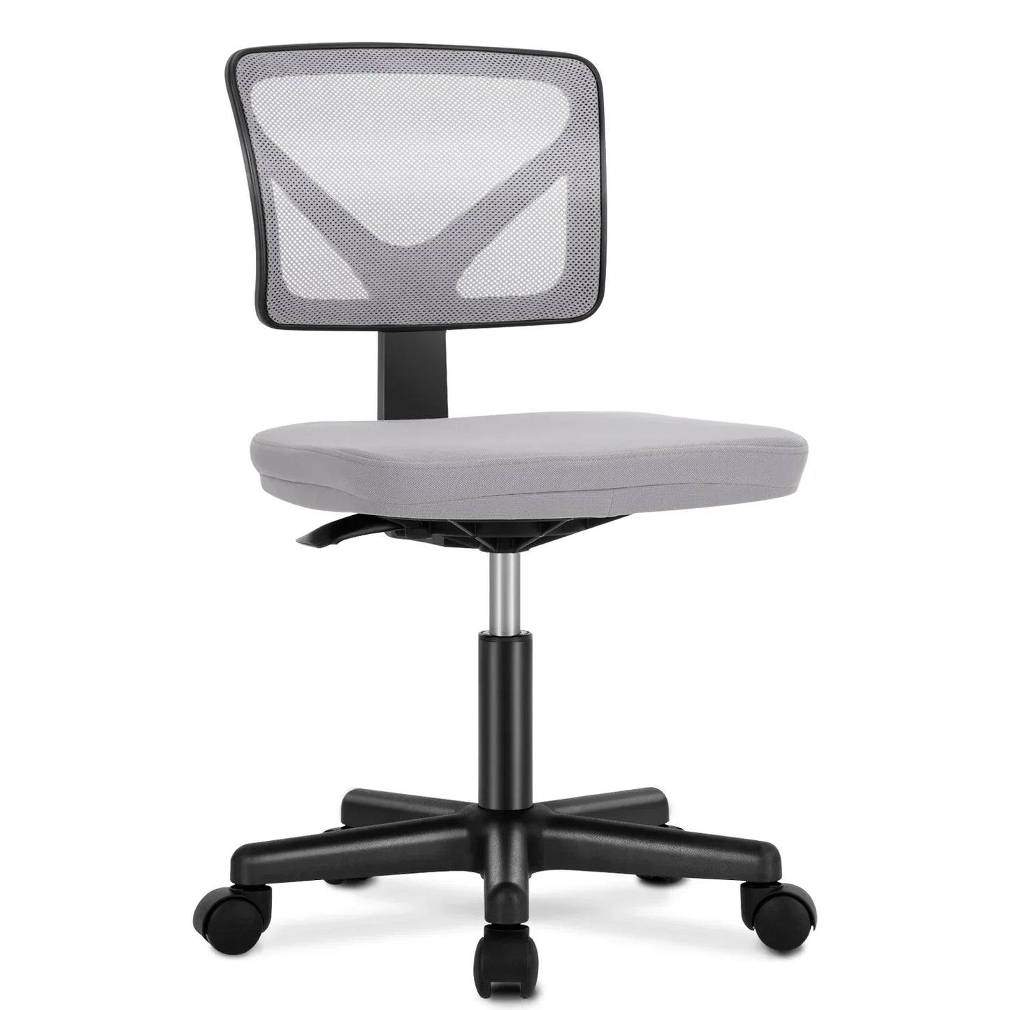Mesh Armless Office Chair – Low Back with Lumbar Support, Adjustable Height, 360° Swivel & Wheels