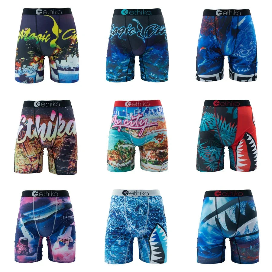 ETHIKA Men’s Sexy Breathable Boxer Shorts Plus Size S-3XL Swimming Underwear Trunks