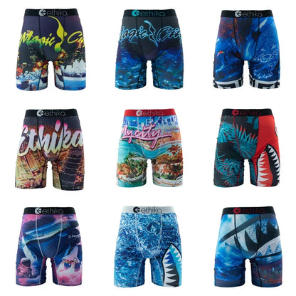 ETHIKA Men’s Sexy Breathable Boxer Shorts Plus Size S-3XL Swimming Underwear Trunks