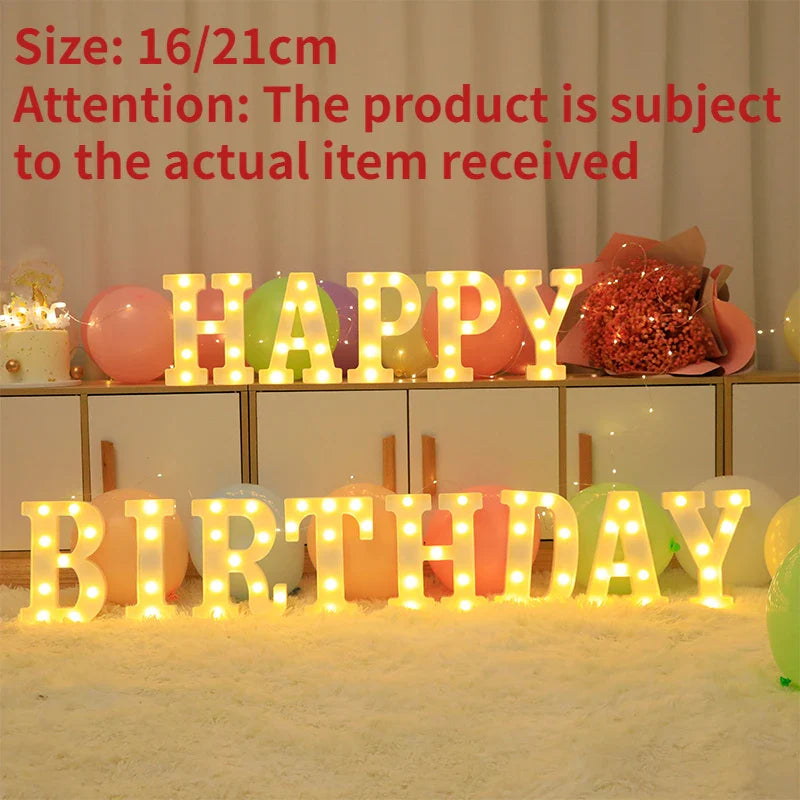 Wedding Decorative Name Letters - LED Alphabet Lights, Luminous Number Lamp for Night Light, Party, Baby Bedroom, and Home Decoration