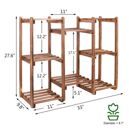 10-Pot Multi-Tier Bamboo Plant Stand – Indoor Outdoor Bonsai & Flower Display Shelf Rack
