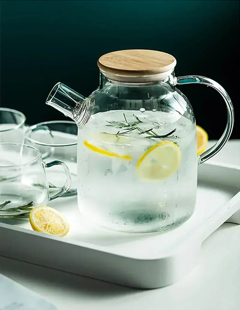 1.8L Transparent Borosilicate Glass Teapot – Heat-Resistant Large Clear Tea Pot for Puer, Flower Tea, Office & Home