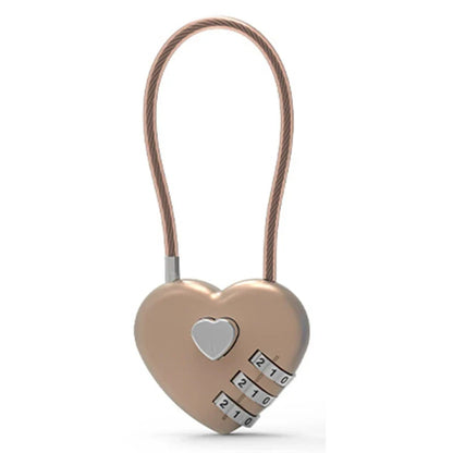 Zinc Alloy Mini Heart-Shaped Password Padlock – Wire Rope Travel Luggage and Package Lock (L9BE)