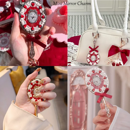 Flower Knows Angel Series Handheld Mirror – White, Black & Pink Compact Mirror