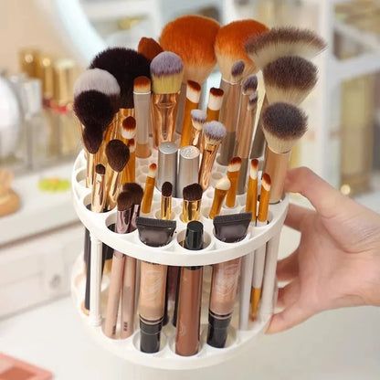 Makeup Brush Storage Rack - Desktop Cosmetics Organizer for Lipstick, Brushes, and Dressing Table