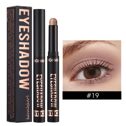 LANGMANNI 16-Color Pearl Waterproof Eyeshadow Stick – Long-Lasting Color & Face Highlight