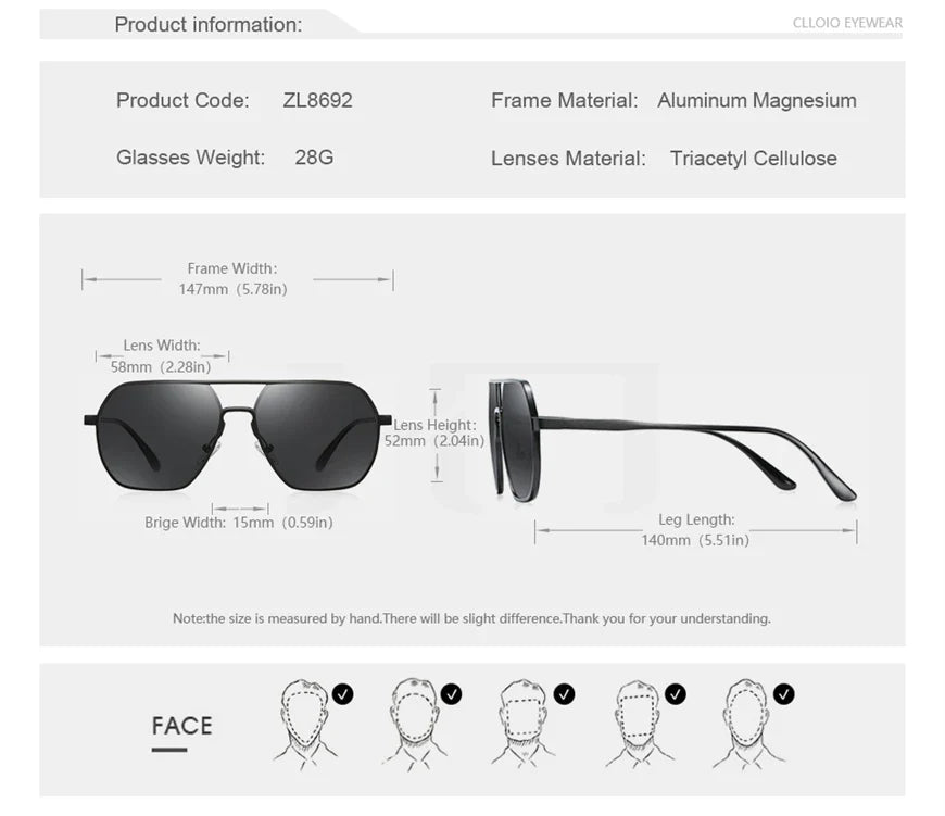 CLLOIO Fashion Aluminum Photochromic Sunglasses – Polarized Chameleon Anti-Glare Driving Glasses for Men & Women