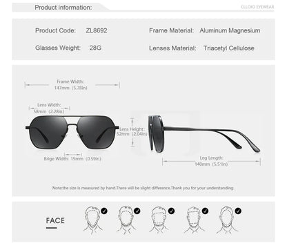 CLLOIO Fashion Aluminum Photochromic Sunglasses – Polarized Chameleon Anti-Glare Driving Glasses for Men & Women