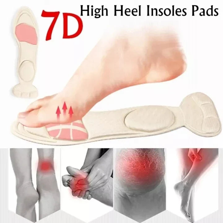 7D Soft Memory Foam Insole Pad Inserts: Breathable Anti-Slip Shoe Arch Support for Women's High Heel Shoes
