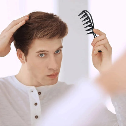 Wide Tooth Shark Plastic Comb for Men - Barber Styling & Hairdressing Tool, Ideal for Clipping, Curling, and Scalp Massage