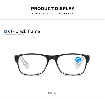 Anti Blue Light Reading Glasses – Fashion Clear Square Computer Eyewear with Spring Legs Frame for Women & Men