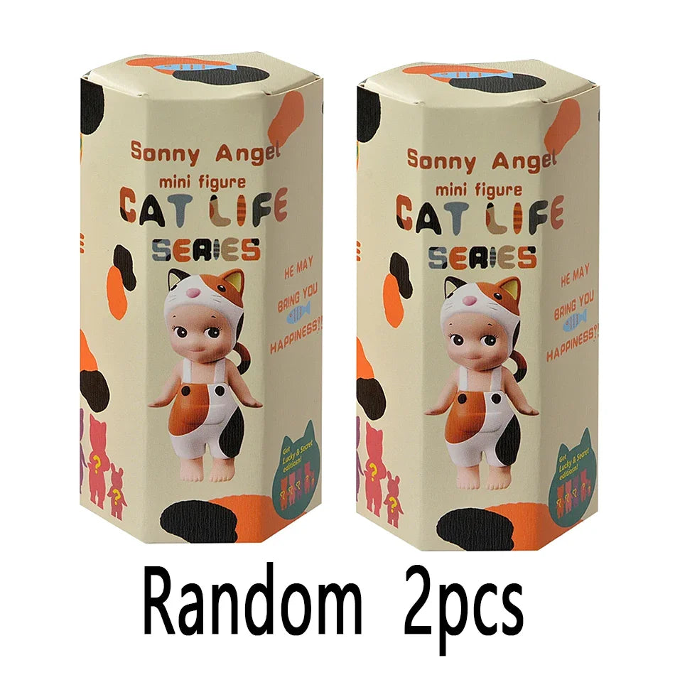 1/4/6/9PCS Random Sonny Angel Cat Blind Box - Cats Life Mini Action Figures & Ornaments, Perfect Christmas Gifts for Kids Fans