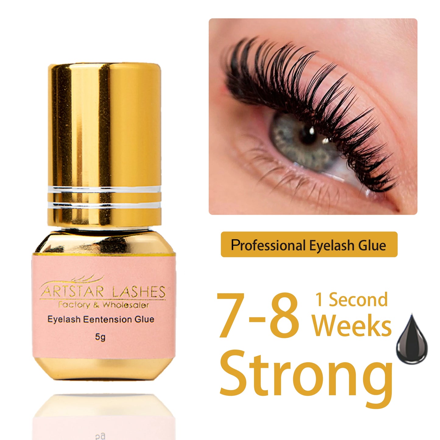 ARTSTAR 5ml Eyelash Extension Glue – Fast-Drying 0.5S/1S/2S Adhesive, Low-Odor, Long-Lasting Lash Glue