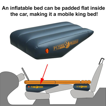 Car Travel Inflatable Mattress — Front Slope Air Bed Cushion & Seat Gap Pad for Self-Driving Trips