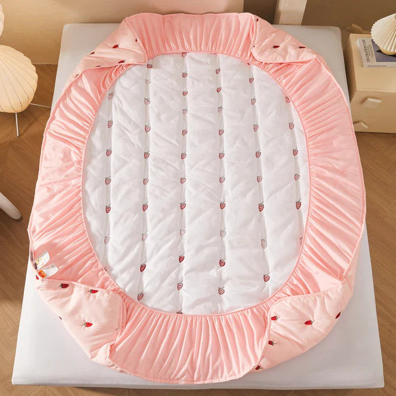 Thick Embroidered Mattress Cover 90x200 – Elastic Fitted Sheet Queen Size Bed Cover (Pillowcase Sold Separately)