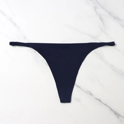 Ice Silk Seamless Thong Panties for Women – Soft Satin Bikini Underwear, Thin Band Tangas Mujer