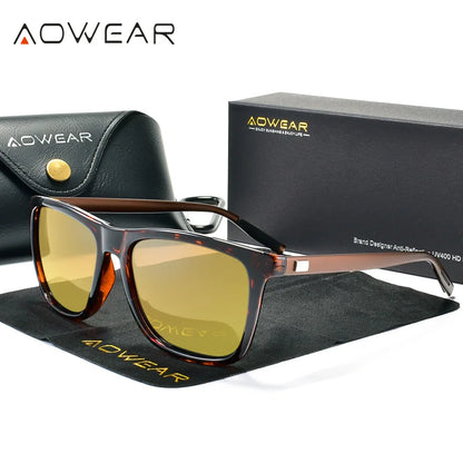 AOWEAR HD Night Vision Glasses – Polarized Yellow Lens Sunglasses for Men, Safe Driving Goggles