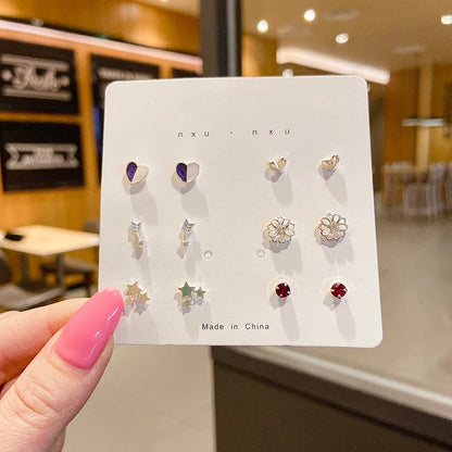 New S925 Silver Needle Stud Earrings Set – Simple & Cute Mini Earrings for Women & Girls, Exquisite Jewelry Gift