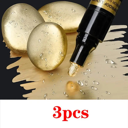 3/2/1pcs Chrome Mirror Marker Pen – 2mm DIY Reflective Paint Pen for Permanent Gold & Silver Touch-Up, Model Painting & Marking