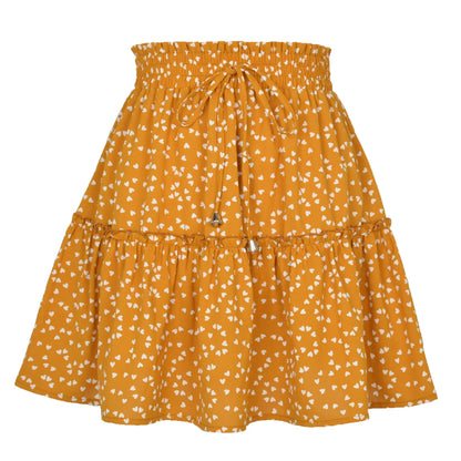 Women’s Floral A-Line Skirt – Summer High Elastic Waist Little Daisy Dress Vestidos LDY-WW4648