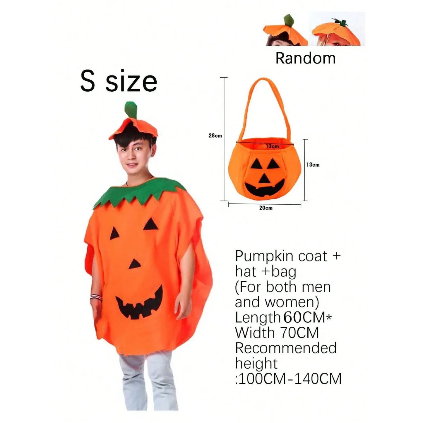 Women’s Pumpkin Halloween Costume Set - 3-Piece Cute Orange Cosplay Outfit with Hat for Parties & Carnival