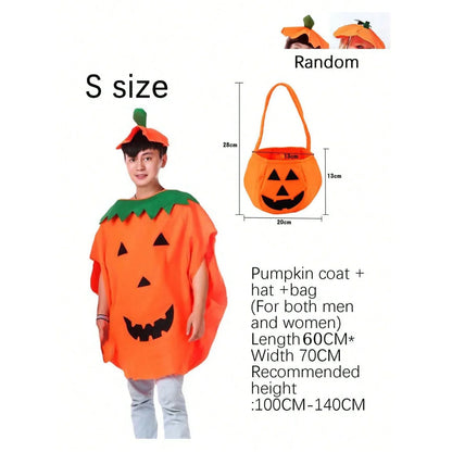 Women’s Pumpkin Halloween Costume Set - 3-Piece Cute Orange Cosplay Outfit with Hat for Parties & Carnival