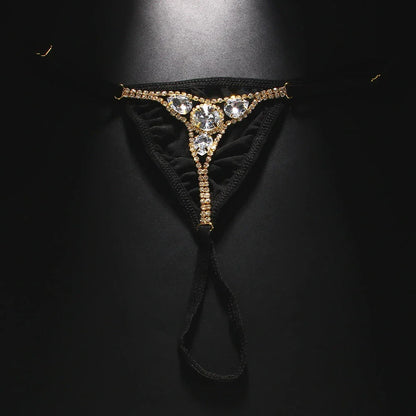 Women’s Rhinestone Crystal Thong Bikini – Adjustable G-String Body Chain Swimwear with Water Drop Design Accessories