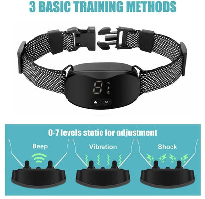 LED Anti-Bark Dog Training Collar with Sound & Vibration Modes Adjustable Bark Control for Small, Medium & Large Dogs Rechargeable Pet Training Accessory