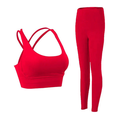 2-Piece Women’s Yoga Tracksuit – Athletic Pilates Fitness Set with Push-Up Sports Bra & Leggings for Gym Workouts