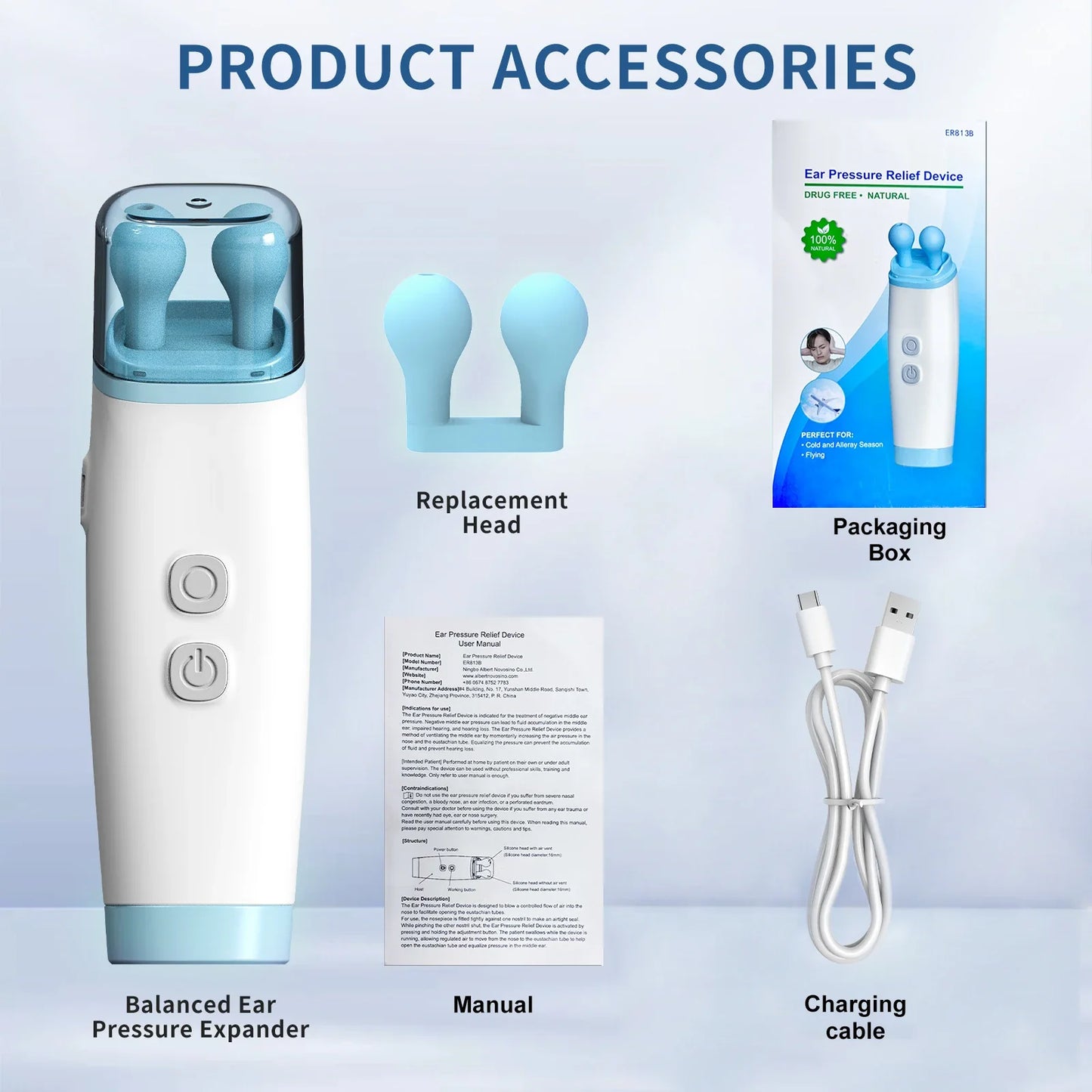 Electric Tinnitus Relief Device – Ear Pressure Expander for Ringing, Pain, Dizziness, and Hearing Improvement
