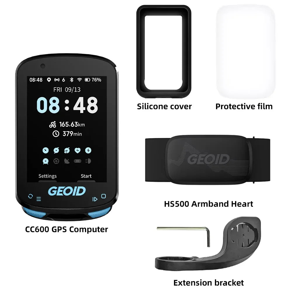 GEOID CC600 Bike Computer – Color Screen Smart GPS Speedometer with Wireless ANT+, WIFI, 11 Languages & Cycling Odometer